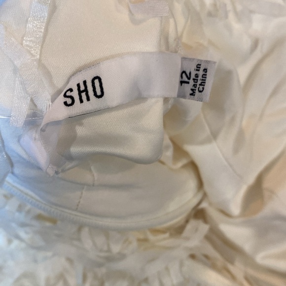 SHO By Tadashi Shoji Elodie Halter Fringe Mini Dress in White sz 12 NWT - Picture 6 of 8